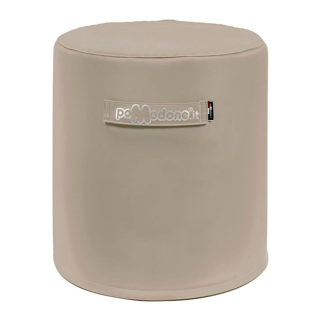 Pouf cilindro waterproof Pomodone colore Sabbia, diametro 52 cm, altezza 58 cm, con maniglia integrata e design
