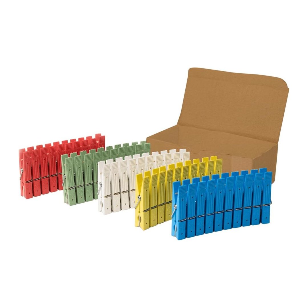 Mollette per Bucato Plastica e Legno 50 Pezzi
