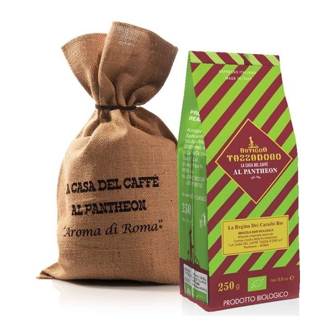 Caffè biologico in grani Antigua Tazzadoro 100% Arabica, tostatura media, confezione doppia 2 x 250 g
