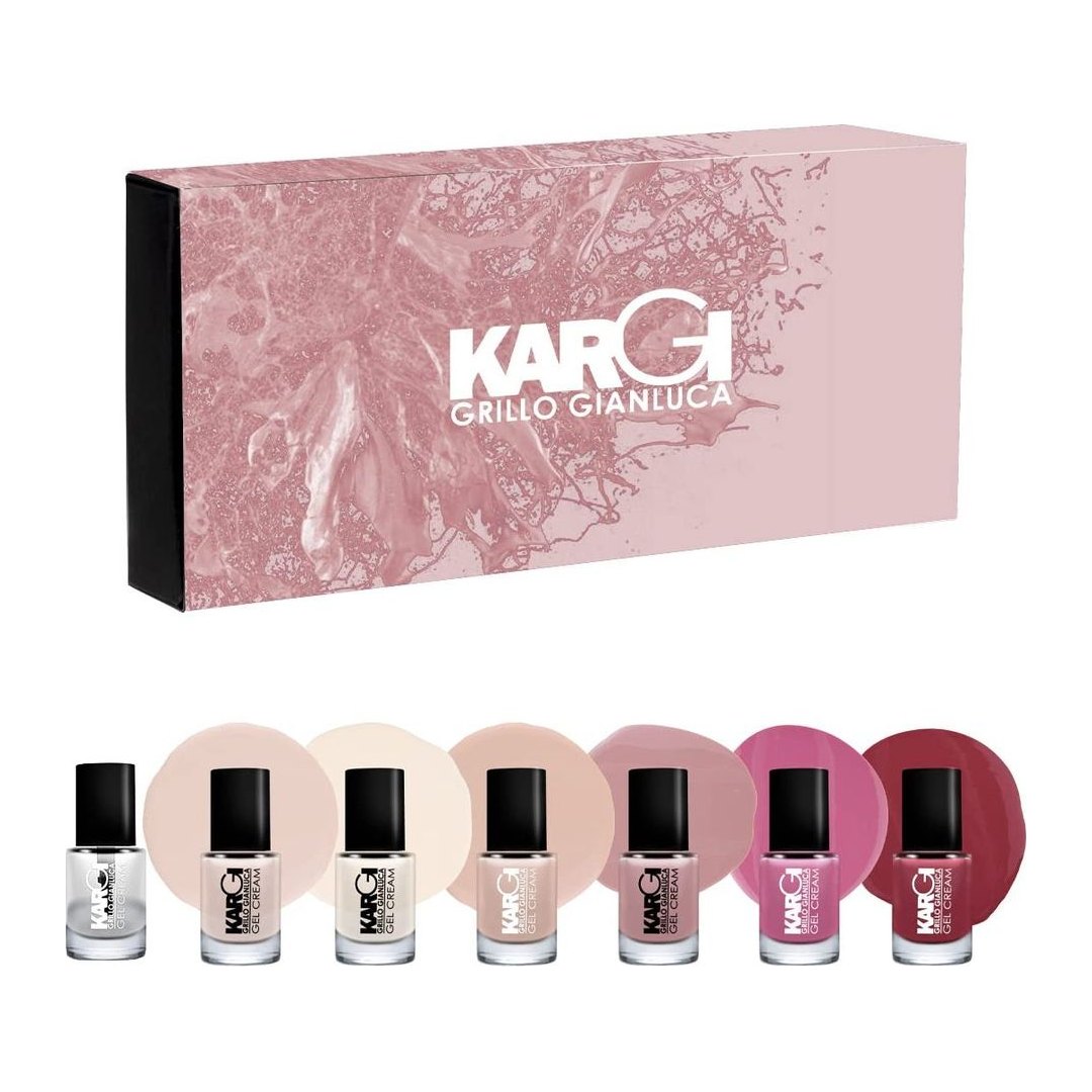 Set di 7 smalti Kargi con colori nude e gloss lucido per manicure professionale duratura