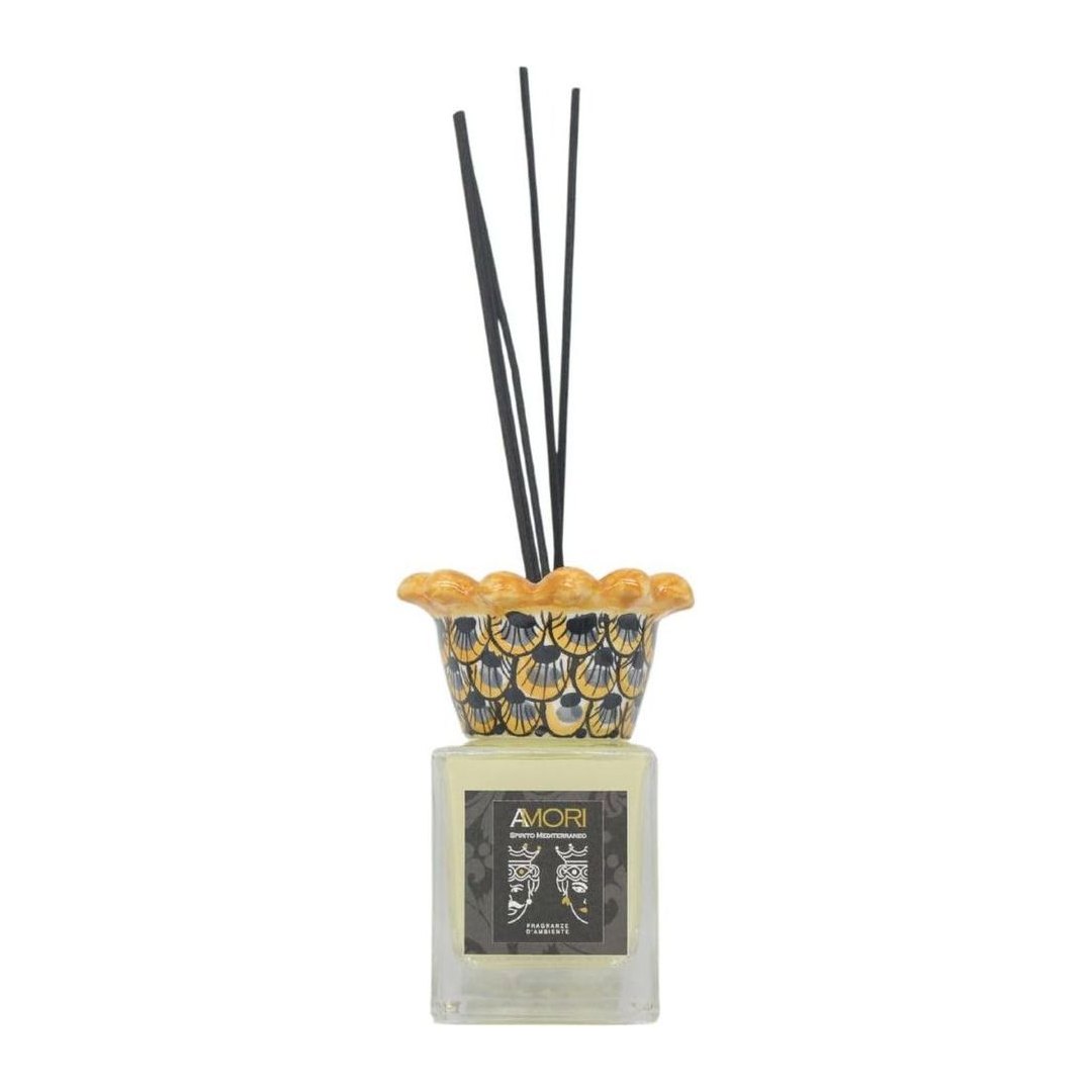 Profumo ambiente Amori Zagarella 200 ml con collare ceramica Caltagirone e bastoncini diffusori