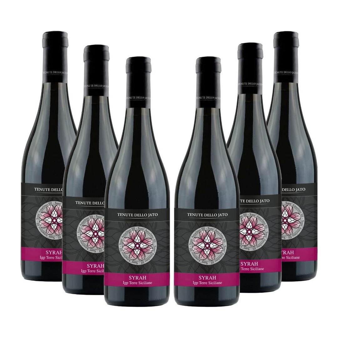 Sant'Anselmo Syrah IGT, confezione da 6 bottiglie da 750ml di vino rosso siciliano Tenute dello Jato con gradazione