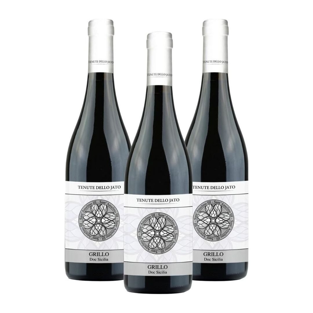 Grillo DOC Sicilia Tenute dello Jato, confezione da 3 bottiglie da 750 ml di vino bianco siciliano