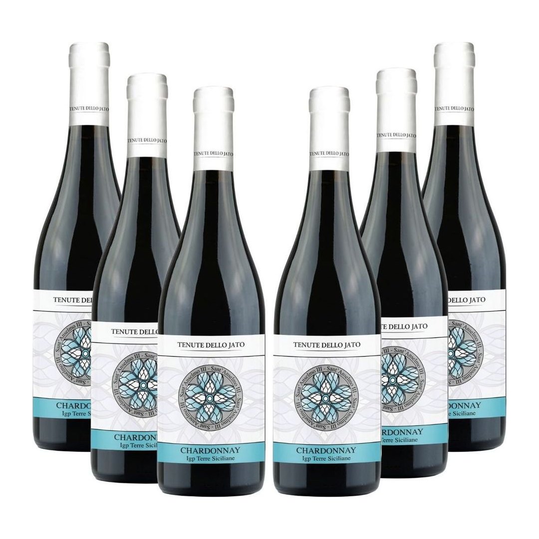 Bottiglia Sant'Anselmo Chardonnay IGT Tenute dello Jato vino bianco fresco 750 ml