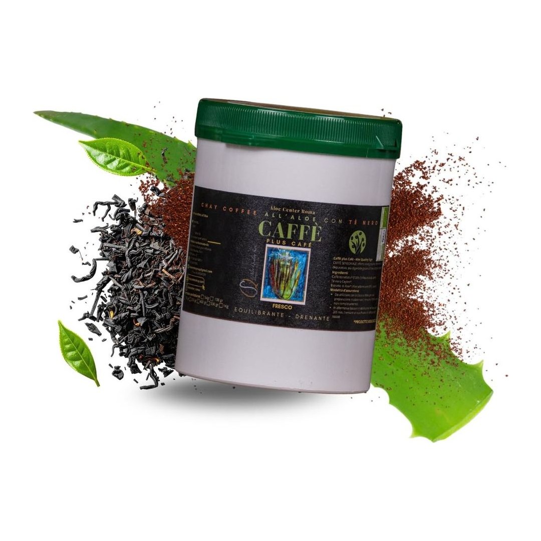 Confezione CHAY Coffee all'Aloe con Tè 400g: miscela biologica di caffè arabica, tea nero e aloe arborescens da Aloe