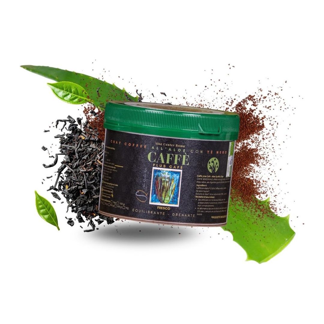 Confezione CHAY Coffee all'Aloe con Tè 150g: miscela di Caffè Arabica Bio, Aloe Arborescens e Ceylon Tea Nero da Aloe