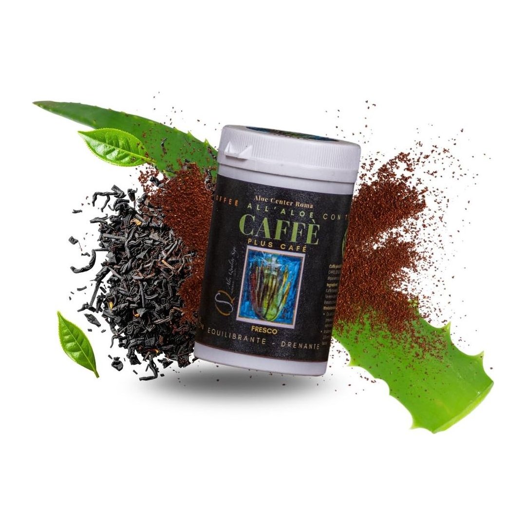 Confezione CHAY Coffee all'Aloe con Tè Aloe Center, miscela di caffè arabica biologico, Ceylon tea nero e aloe