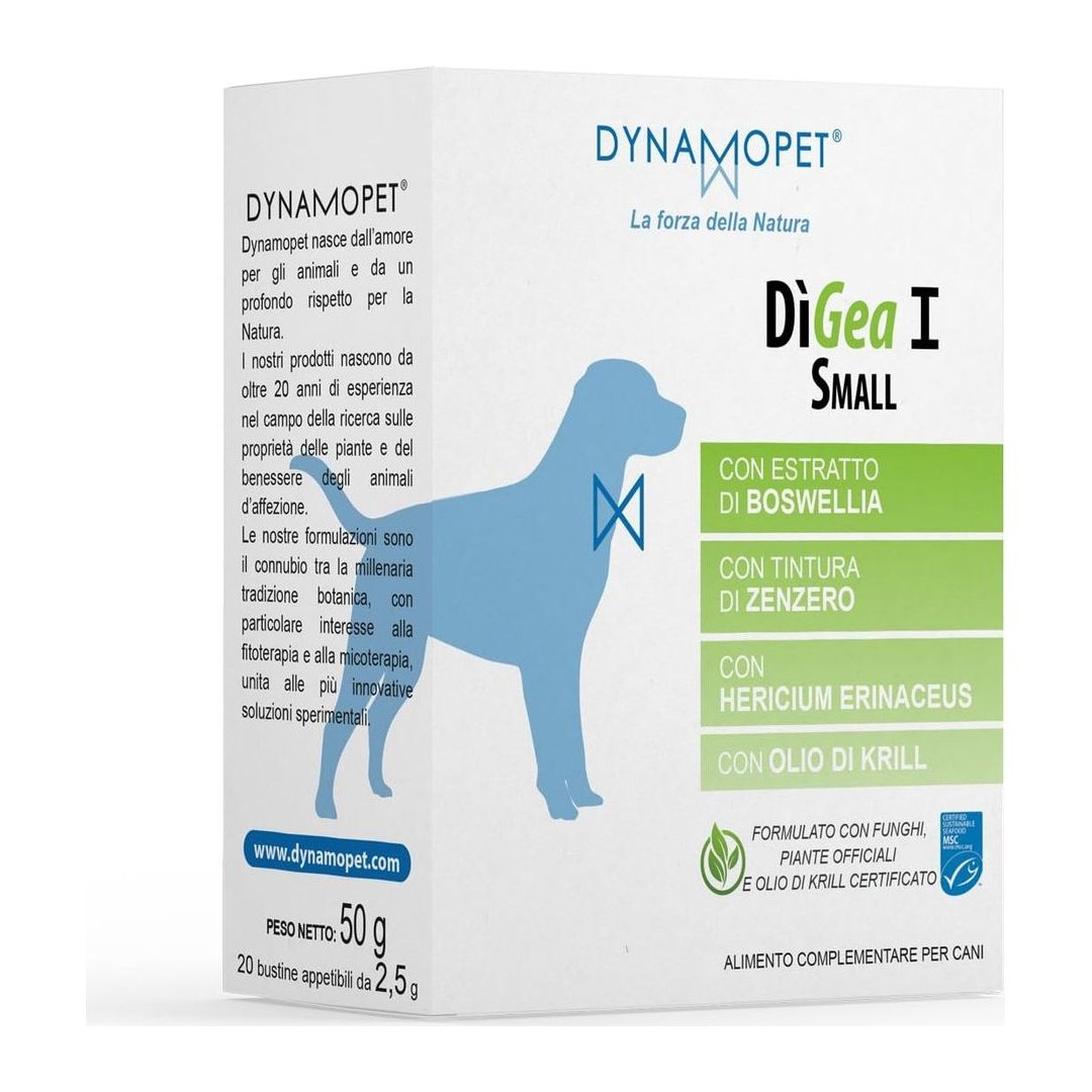 DìGea I Small DYNAMOPET alimento complementare naturale per cani piccoli con Boswellia Hericium e olio di Krill