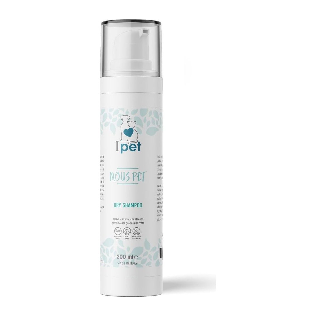 Flacone DYNAMOPET Dry Shampoo Secco 200 ml, mousse detergente per cani e gatti