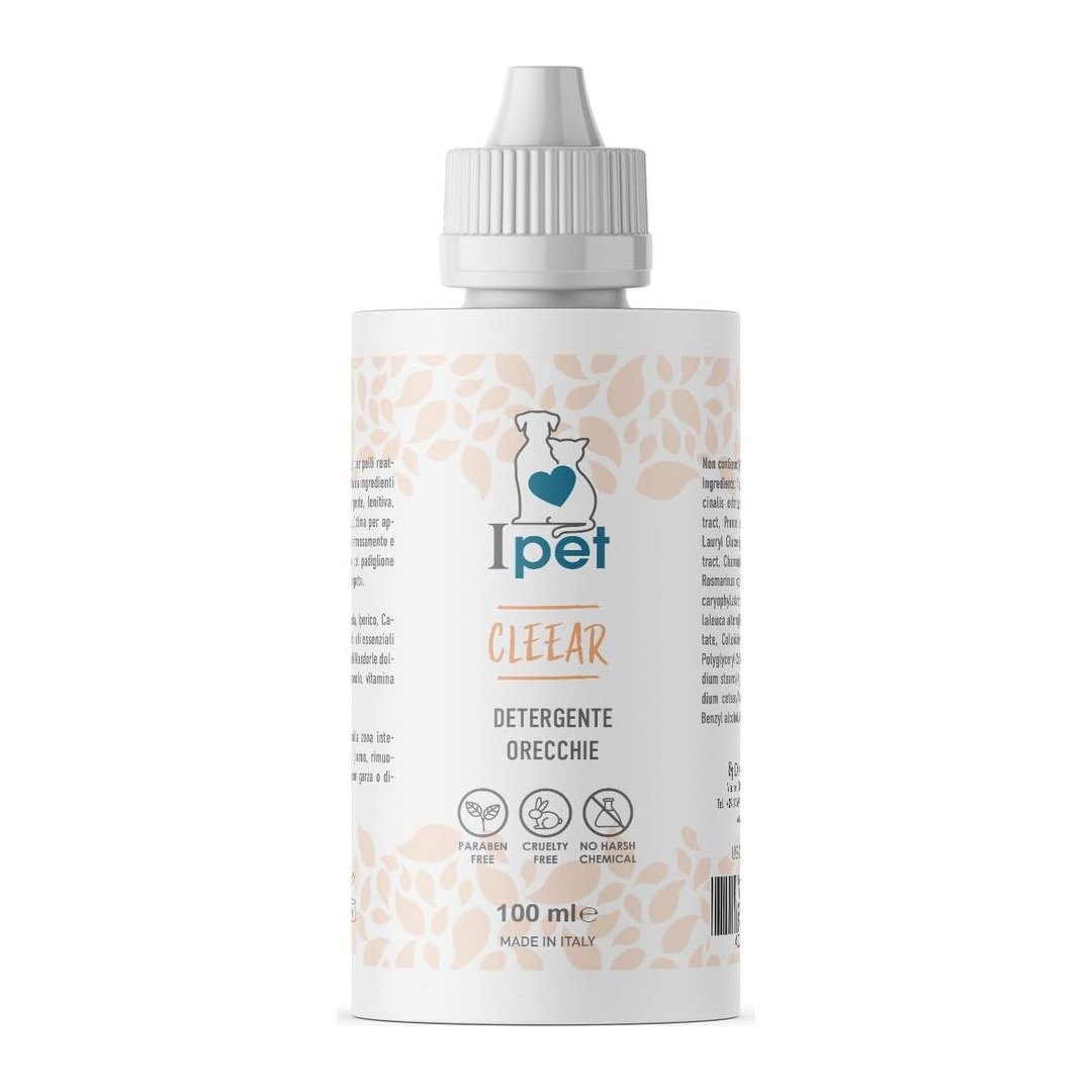 DYNAMOPET Detergente Clean per pulizia orecchie cane gatto con estratti botanici naturali e argento colloidale