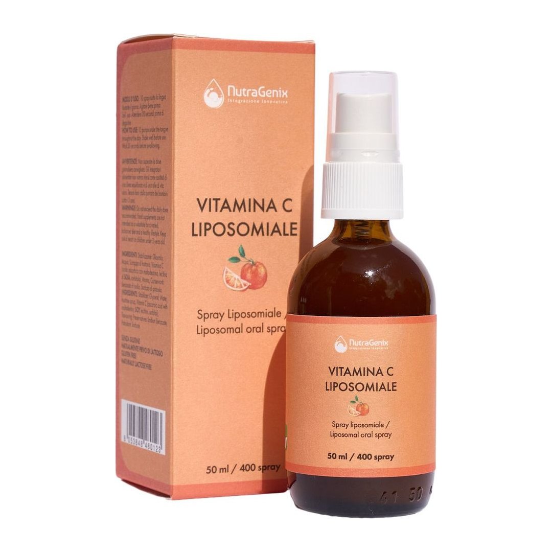 Flacone spray NutraGenix Vitamina C Liposomiale 3.200 mg 50 ml arancione per assorbimento sublinguale